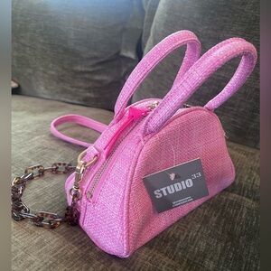 NWT Studio 33 woven “slaps” Mini Dome Pink Bag